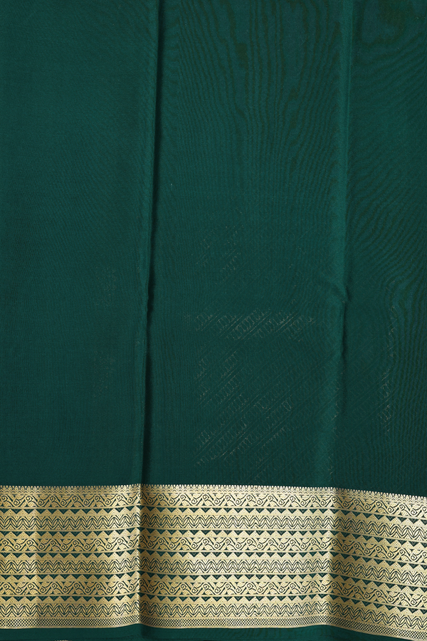 Mysore Silk Saree In Forest Green With Floral Buttas