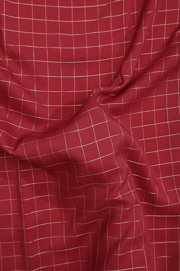 Mysore Silk Saree In Ruby Red With Checks Design