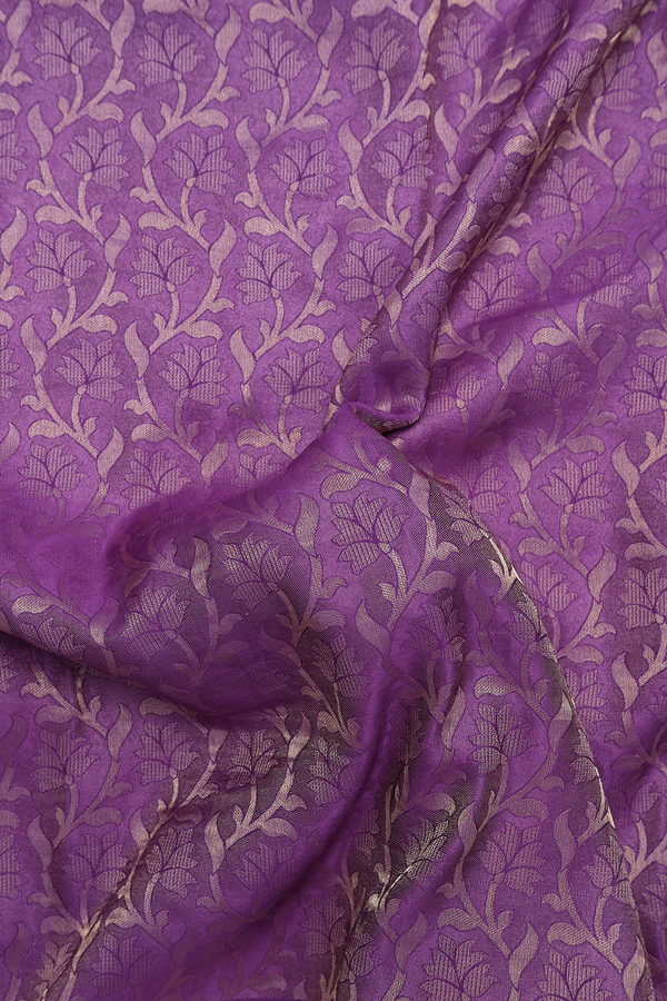 Mysore Silk Saree In Grape Purple With Floral Design