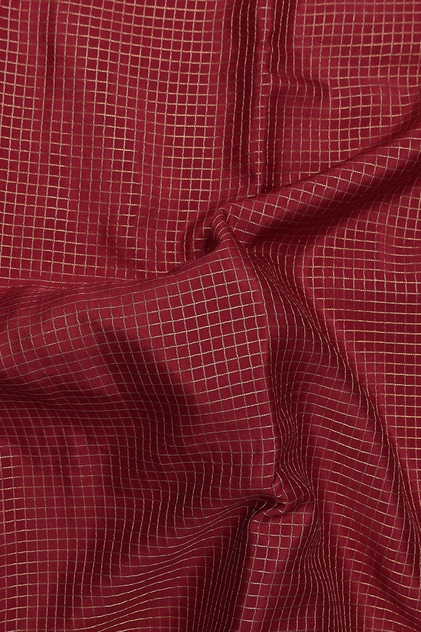 Mysore Silk Saree In Maroon With Checks Design