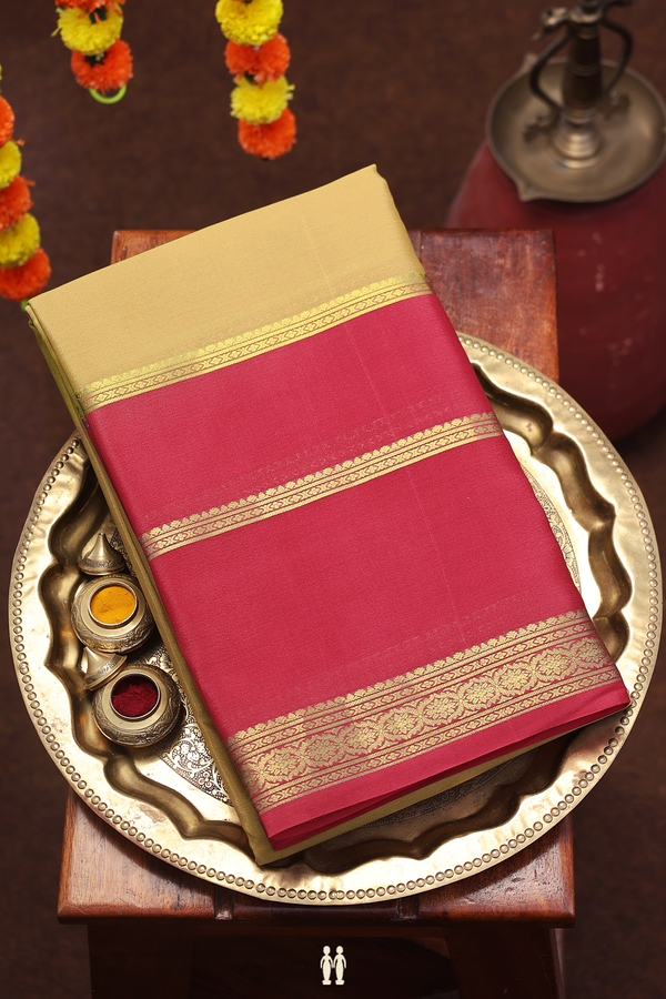 Mysore Silk Saree In Greenish Brown With Contrast Border