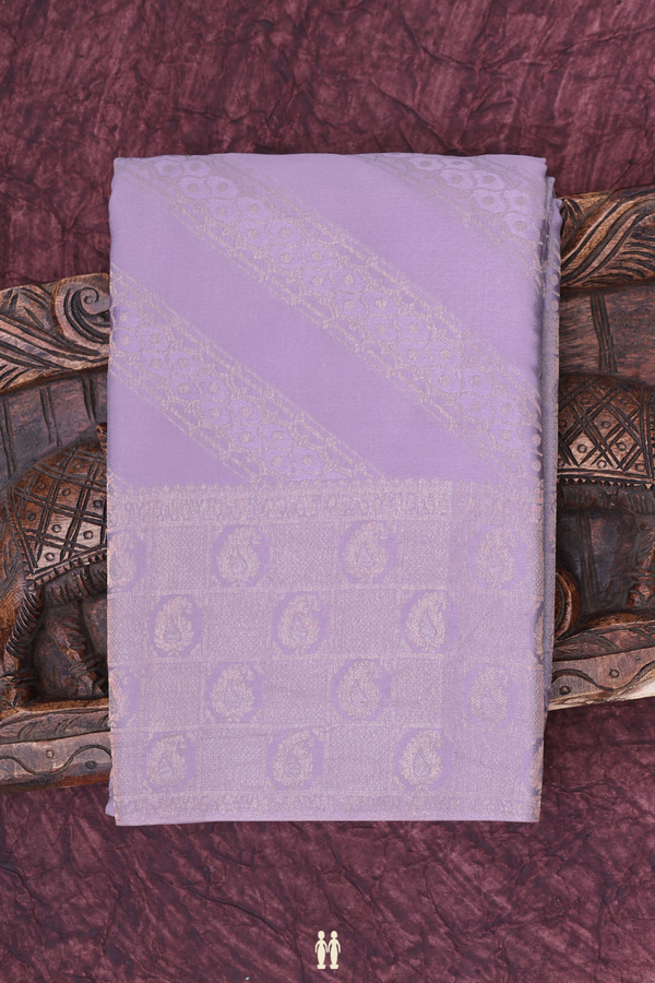Mysore Silk Saree In Dusty Purple With Diagonal Design