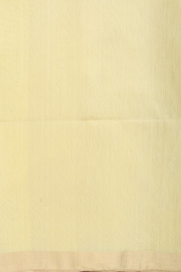 Soft Silk Saree In Pastel Yellow With Floral Design