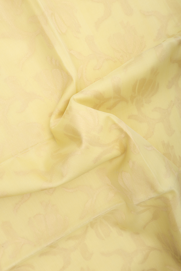 Soft Silk Saree In Pastel Yellow With Floral Design