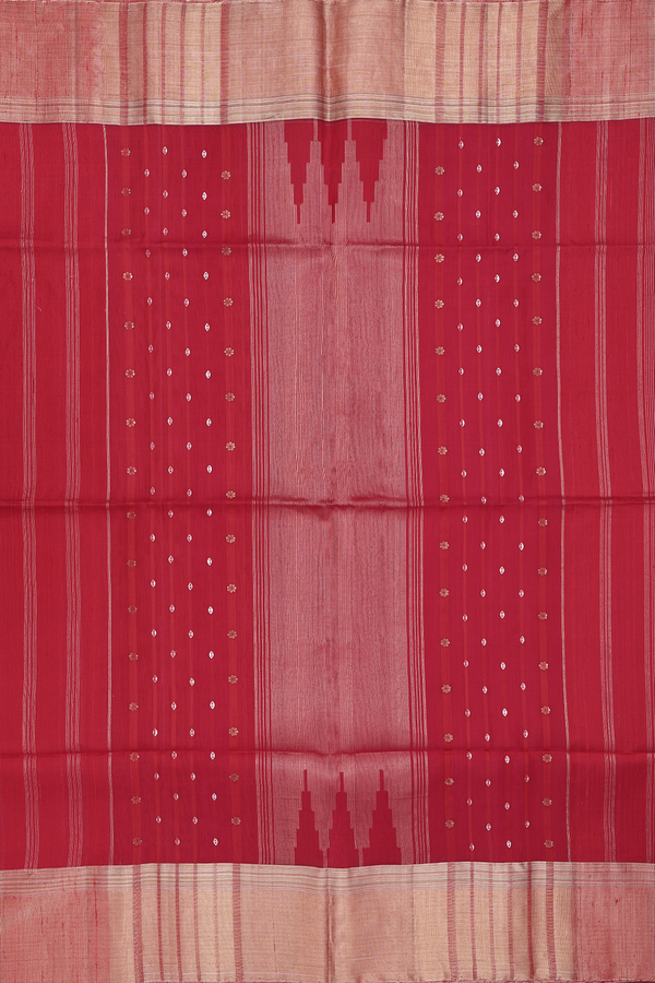 Raw Silk Saree In Reddish Pink With Zari Border