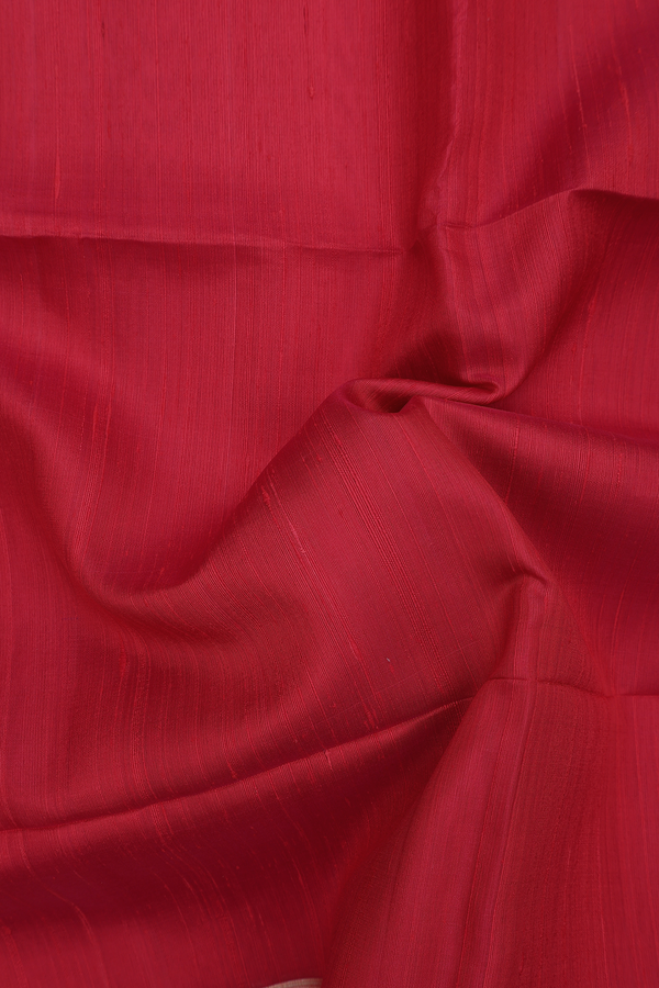 Raw Silk Saree In Reddish Pink With Zari Border