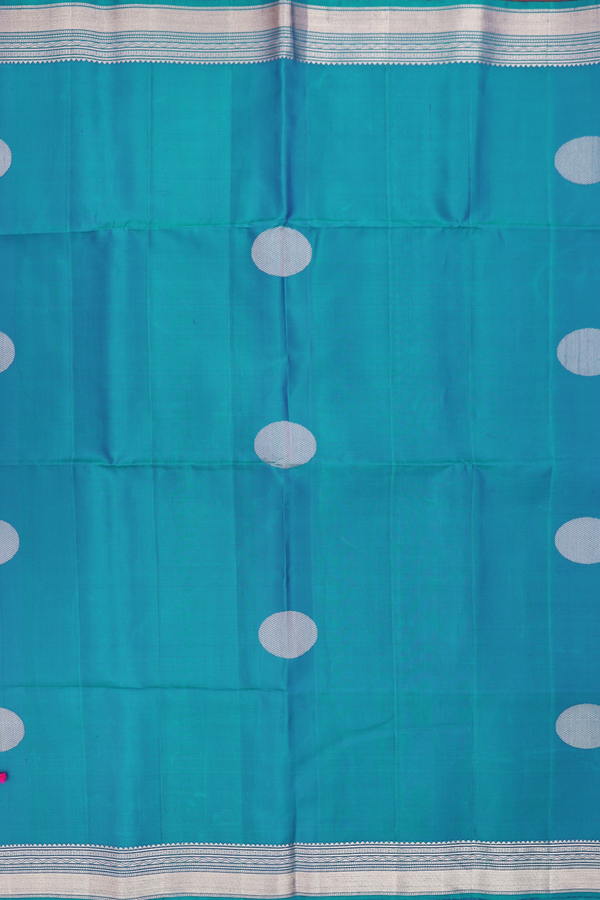 Soft Silk Saree in Cerulean Blue With Zari Buttas