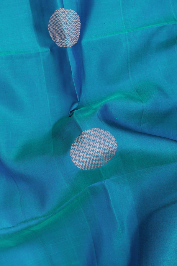 Soft Silk Saree in Cerulean Blue With Zari Buttas