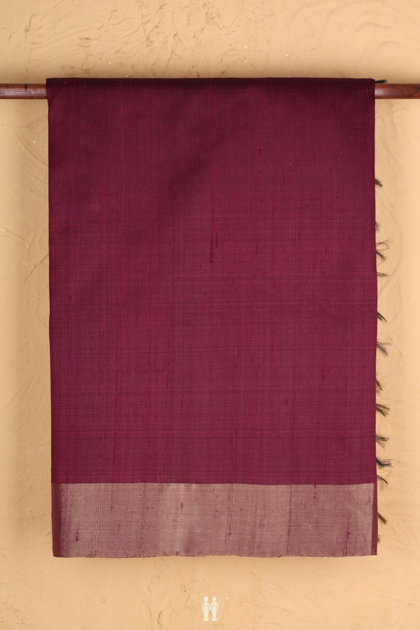 Raw Silk Saree In Plain Berry Purple With Bavanchi Border