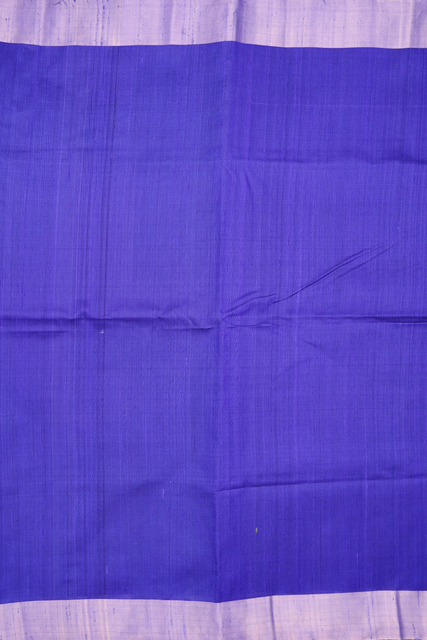 Raw Silk Saree In Plain Indigo Blue With Bavanchi Border