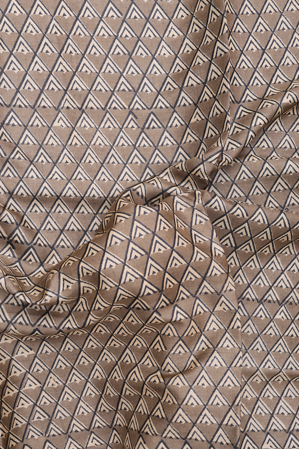 Tussar Silk Saree In Brown With Printed Design