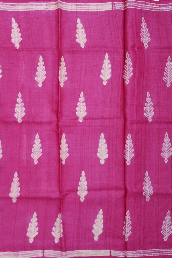 Tussar Silk Saree In Dark Pink With Shibori Design