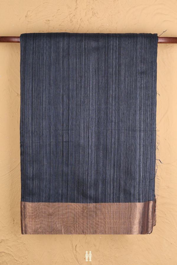 Bailu Silk Saree In Charcoal Grey With Zari Border