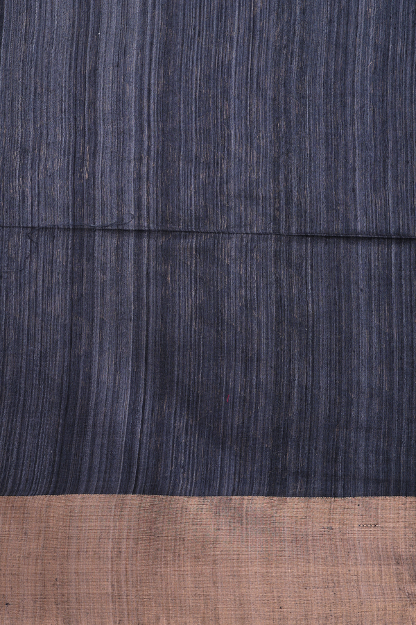 Bailu Silk Saree In Charcoal Grey With Zari Border