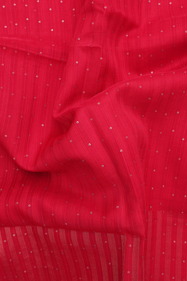 Bailu Silk Saree In Chilli Red With Chamki Work