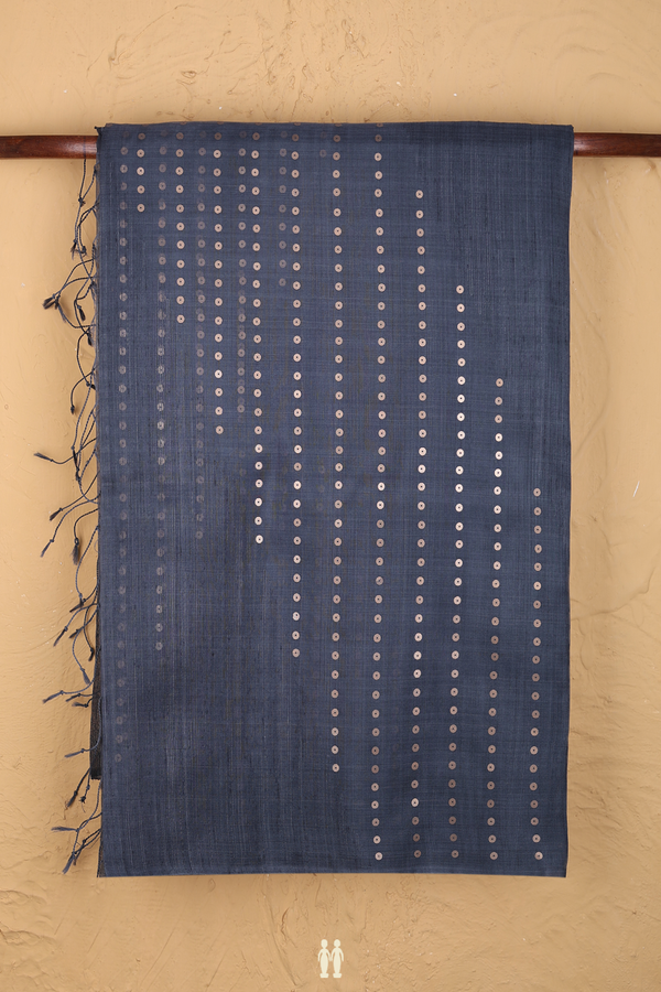 Bailu Silk Saree In Charcoal Grey With Chamki Work