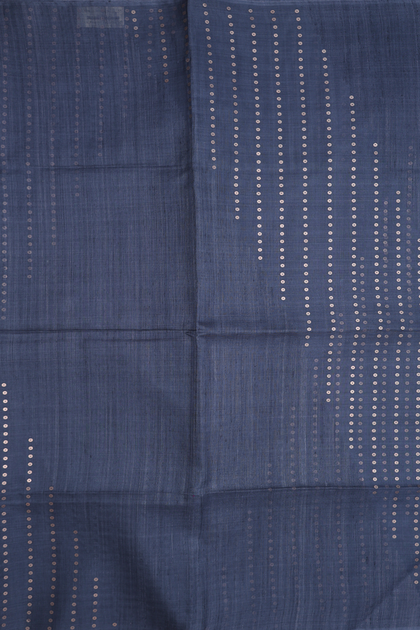 Bailu Silk Saree In Charcoal Grey With Chamki Work