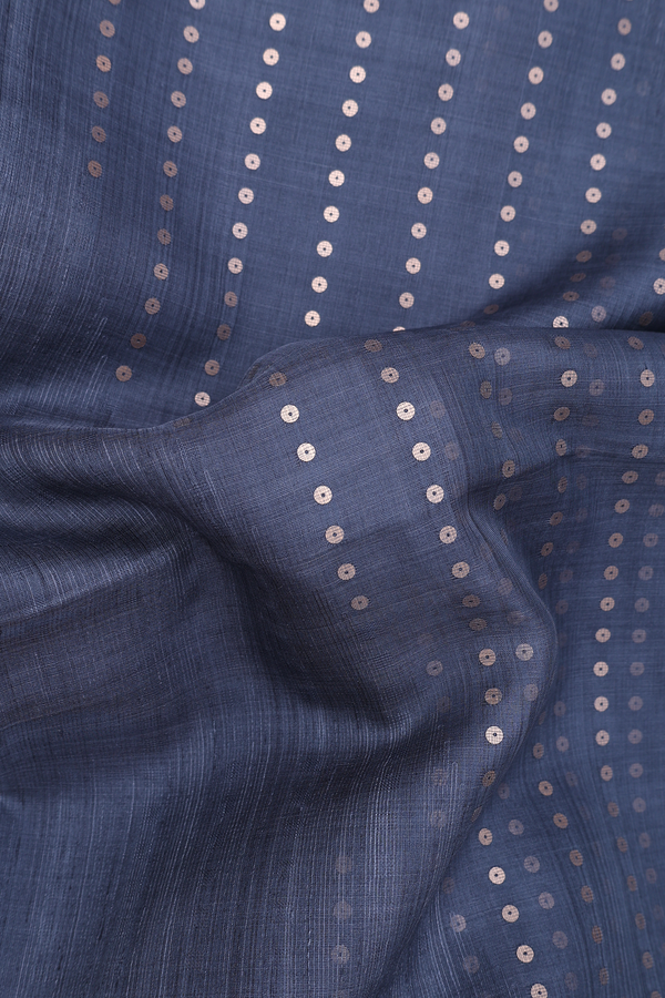 Bailu Silk Saree In Charcoal Grey With Chamki Work