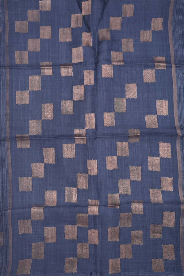 Bailu Silk Saree In Plain Charcoal Grey With Square Border