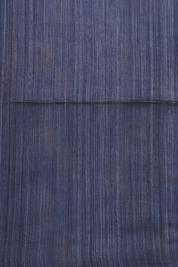 Bailu Silk Saree In Plain Charcoal Grey With Square Border