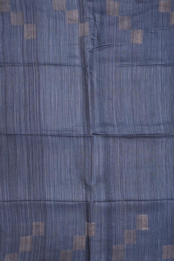 Bailu Silk Saree In Plain Charcoal Grey With Square Border