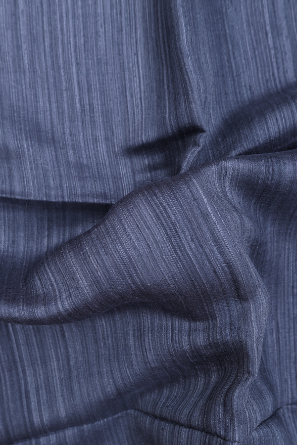 Bailu Silk Saree In Plain Charcoal Grey With Square Border