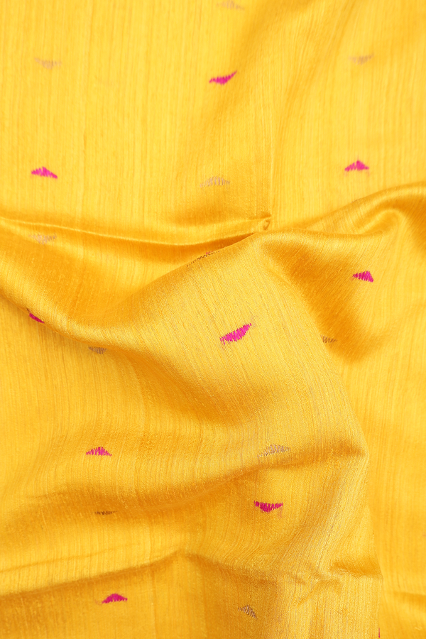 Bailu Silk Saree In Yellow With Threadwork Buttas