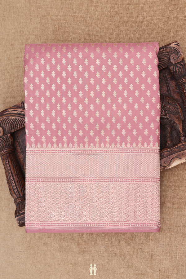 Banarasi Silk Saree In Dusty Rose Pink With Zari Buttis