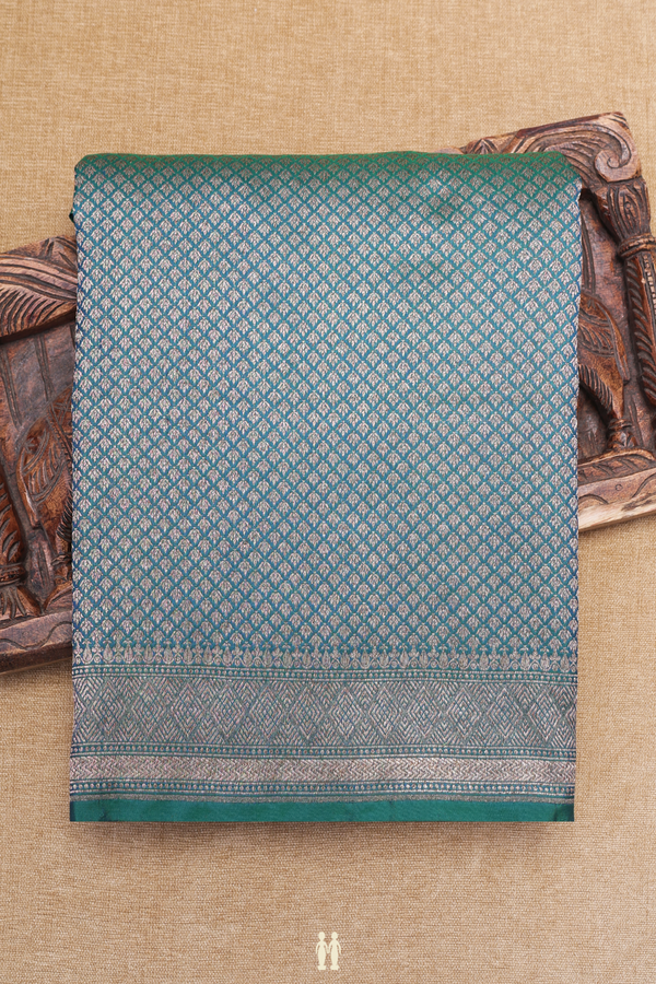 Banarasi Silk Saree In Peacock Green With Brocade Design