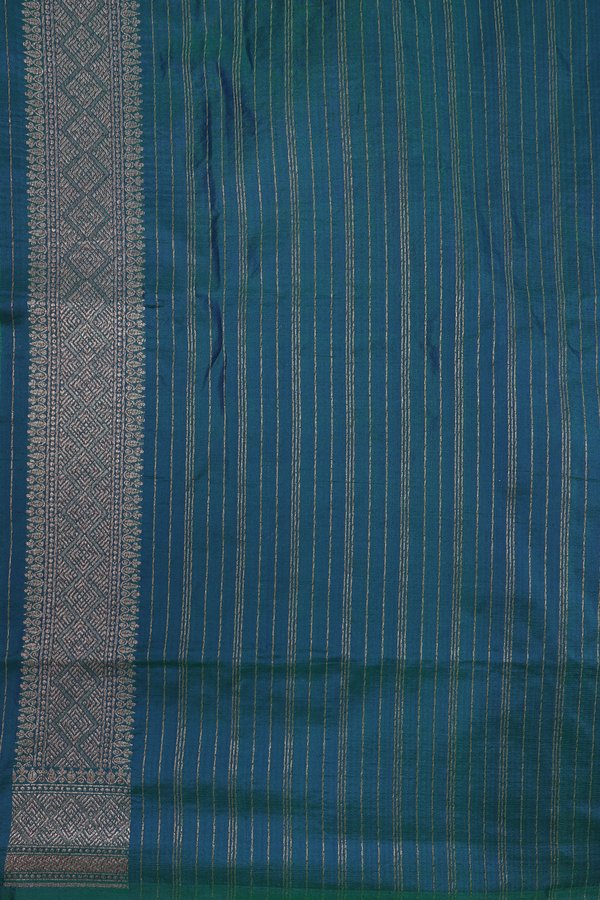 Banarasi Silk Saree In Peacock Green With Brocade Design