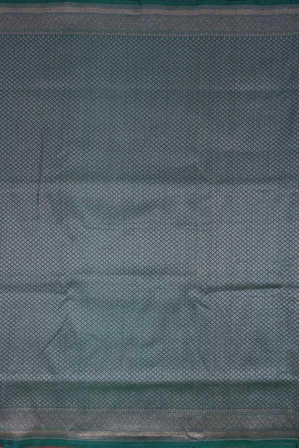 Banarasi Silk Saree In Peacock Green With Brocade Design