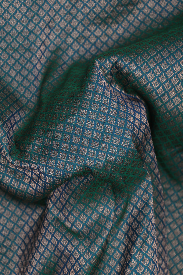 Banarasi Silk Saree In Peacock Green With Brocade Design