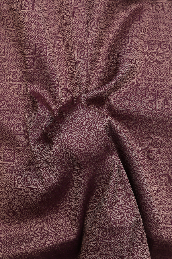 Banarasi Silk Saree In Plum Purple With Allover Design