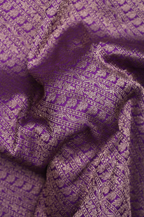 Banarasi Silk Saree In Purple With Brocade Design
