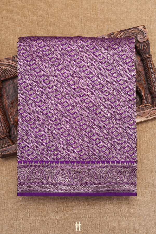 Banarasi Silk Saree In Purple With Brocade Design