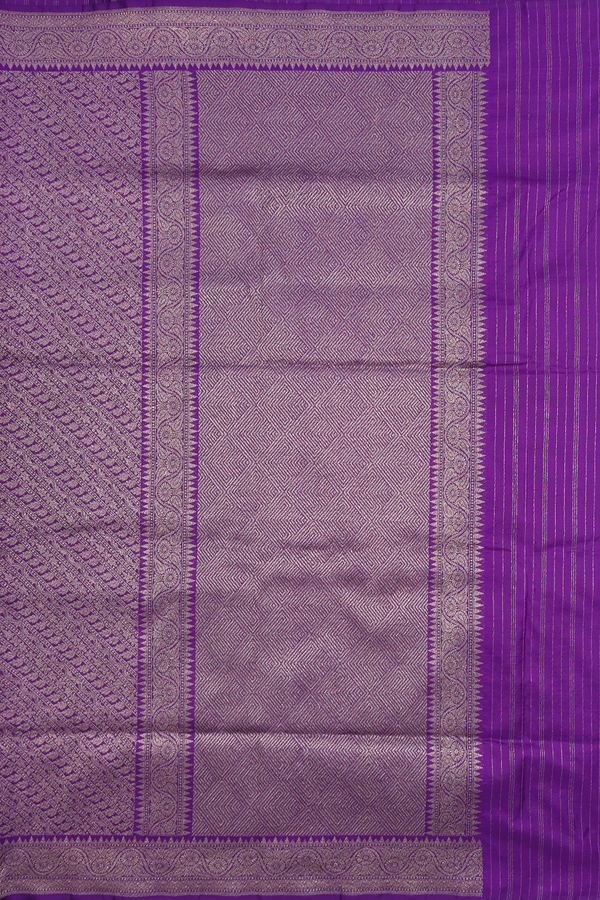 Banarasi Silk Saree In Purple With Brocade Design
