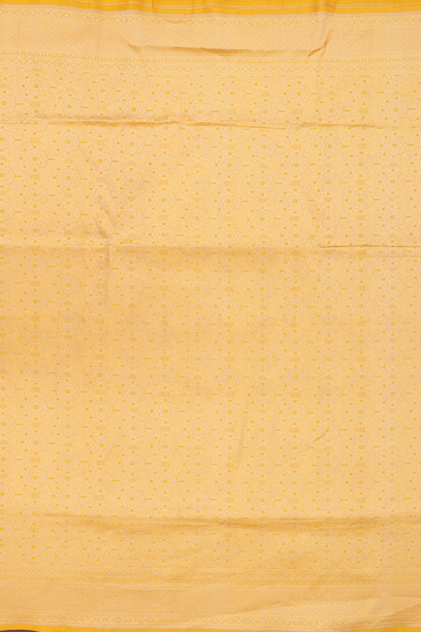 Banarasi Silk Saree In Saffron Yellow With Floral Design