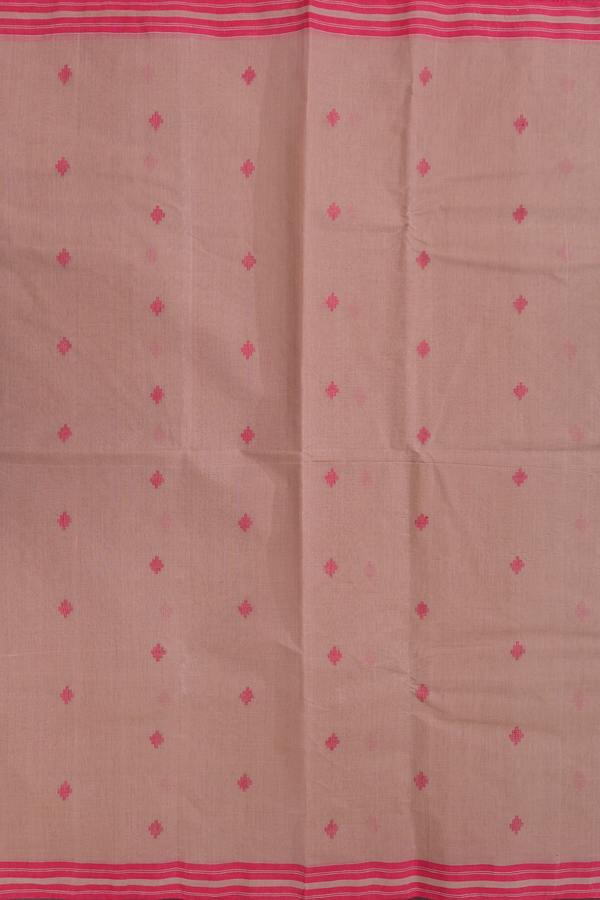 Bengal Cotton Saree In Brown With Threadwork Buttas