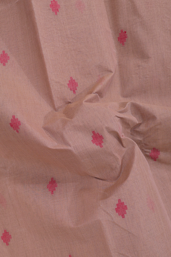 Bengal Cotton Saree In Brown With Threadwork Buttas