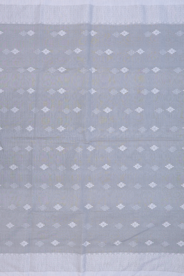 Bengal Cotton Saree In Grey With Threadwork Buttas