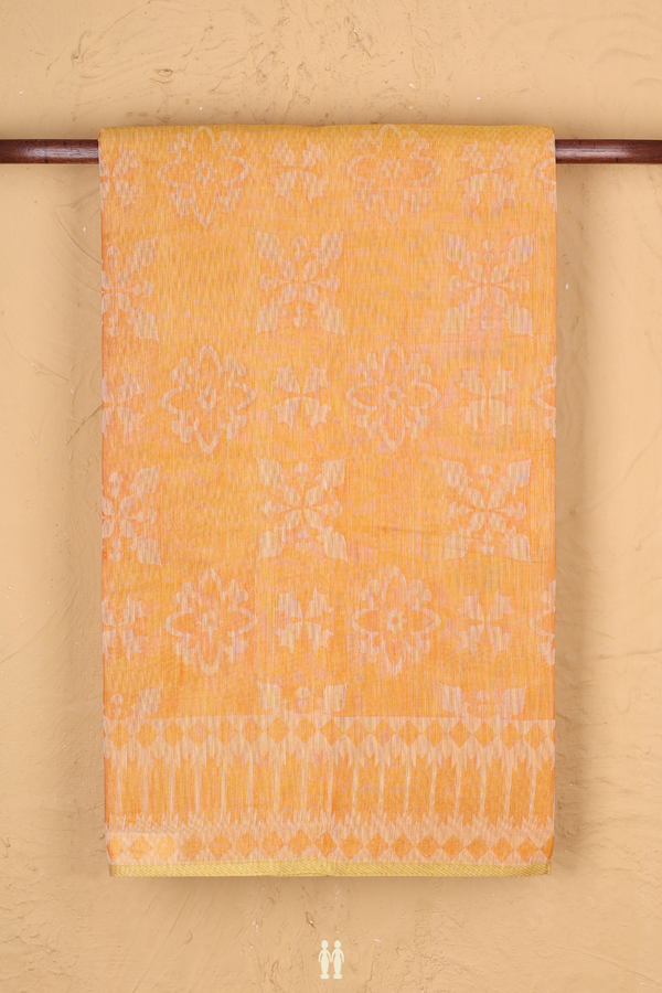 Bengal Cotton Saree In Orange With Allover Design