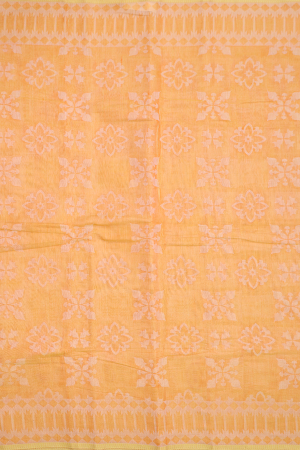 Bengal Cotton Saree In Orange With Allover Design