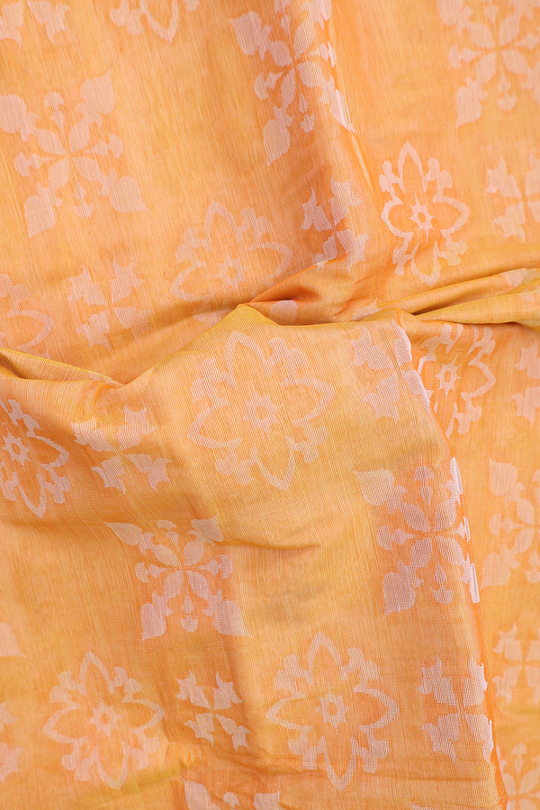 Bengal Cotton Saree In Orange With Allover Design