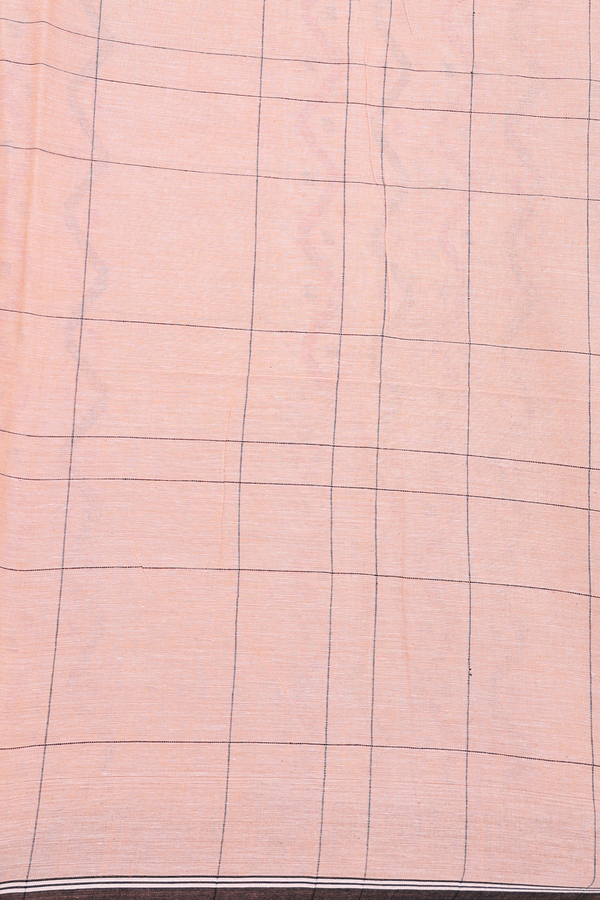 Bengal Cotton Saree In Orange With Checks Design