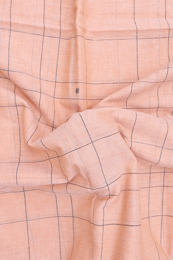 Bengal Cotton Saree In Orange With Checks Design