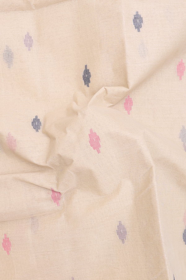 Bengal Cotton Saree In Pastel Brown With Threadwork Buttas