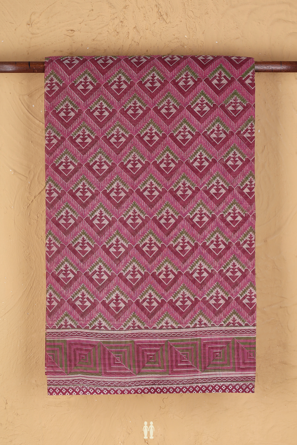 Kota Cotton Saree In Plum Purple With Printed Design