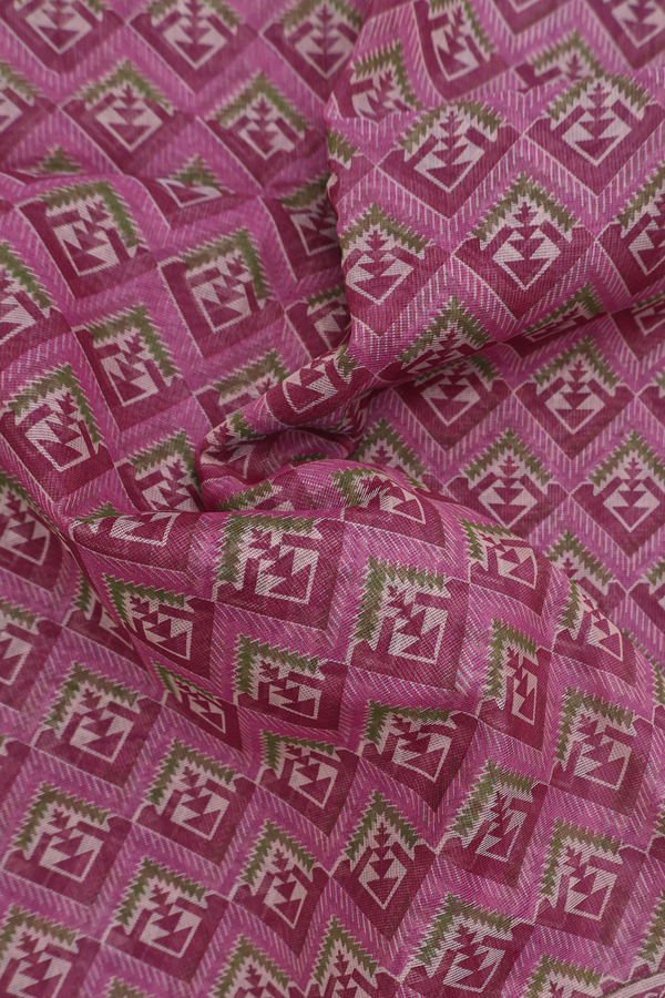 Kota Cotton Saree In Plum Purple With Printed Design