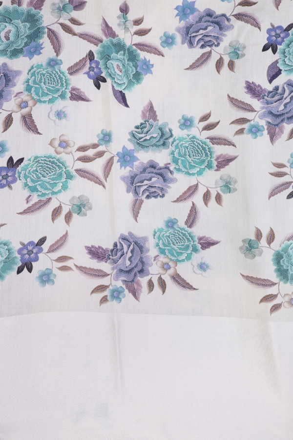 Organza Silk Saree In Green Beige With Floral Border