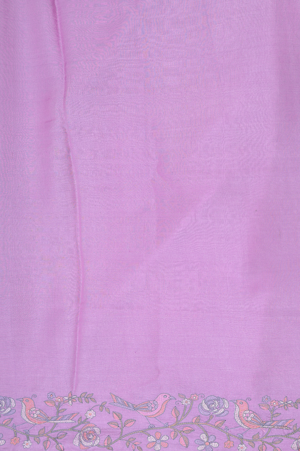 Tussar Silk Saree In Lavender With Embroidered Floral Buttas